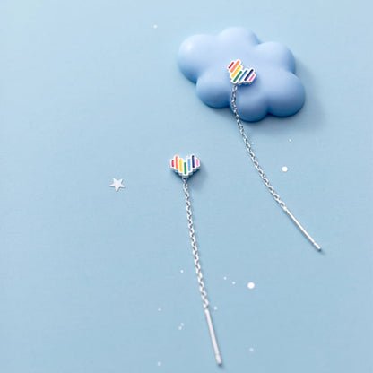 Sterling Silver Colorful Heart Earrings