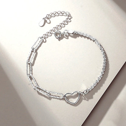 Sterling Silver Couple Star And Heart Bracelets
