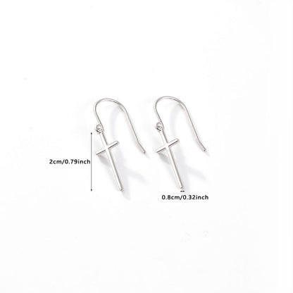 Sterling Silver Cross Ear Hook Earrings