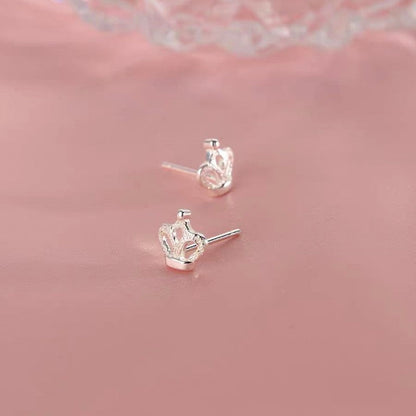 Sterling Silver Crown Stud Earrings
