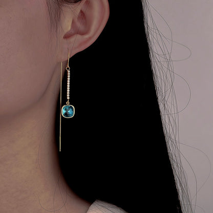 Sterling Silver Crystal Diamond Threader Earrings
