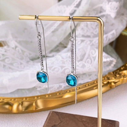 Sterling Silver Crystal Diamond Threader Earrings