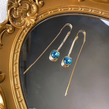 Sterling Silver Crystal Diamond Threader Earrings