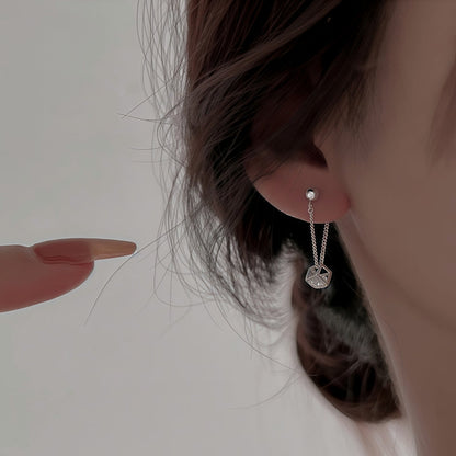 Sterling Silver Cube Diamond Zircon Earrings
