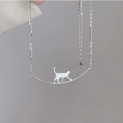 Sterling Silver Cute Cat Necklaces