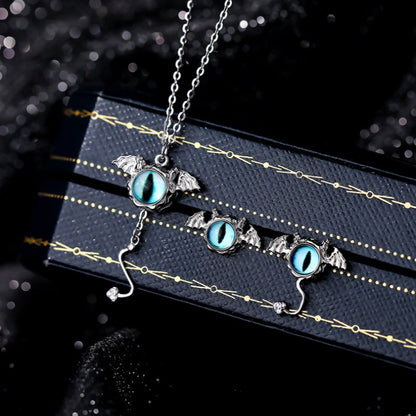 Sterling Silver Devil Wings Earring And Necklaces Set