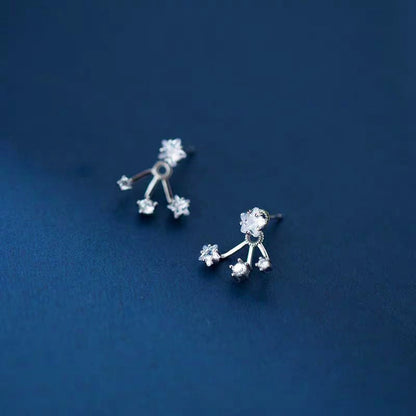 Sterling Silver Diamond-Studded Star Earrings
