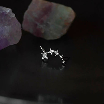 Sterling Silver Diamond And Star Crawler Earrings