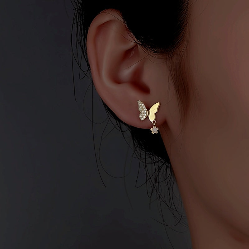 Sterling Silver Diamond Butterfly Earrings