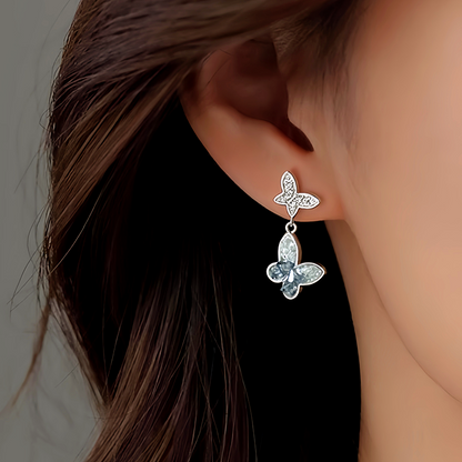 Sterling Silver Diamond Butterfly Earrings