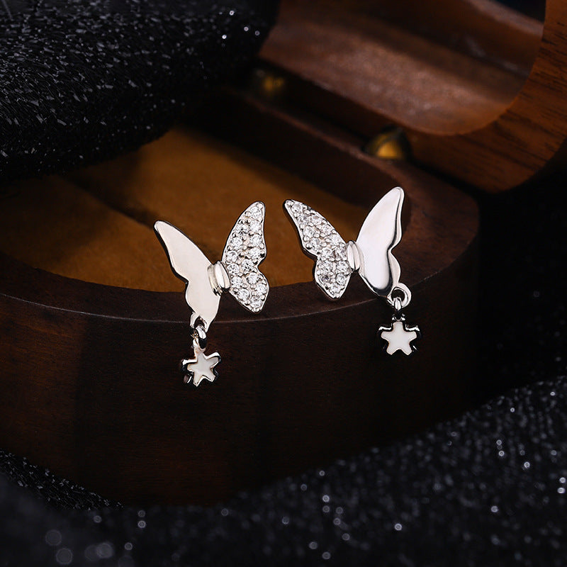 Sterling Silver Diamond Butterfly Earrings