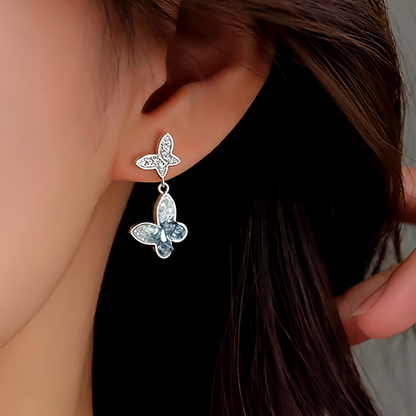 Sterling Silver Diamond Butterfly Earrings