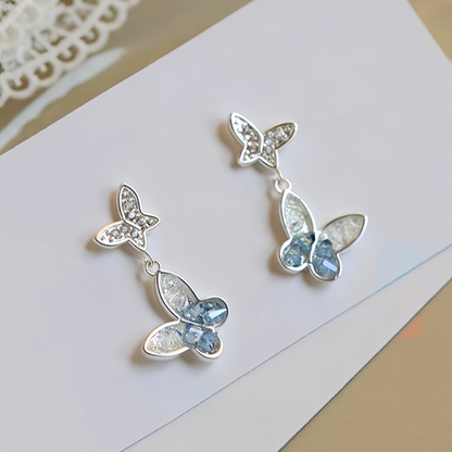 Sterling Silver Diamond Butterfly Earrings