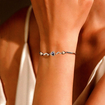 Sterling Silver Diamond Dolphin Heart Bracelets