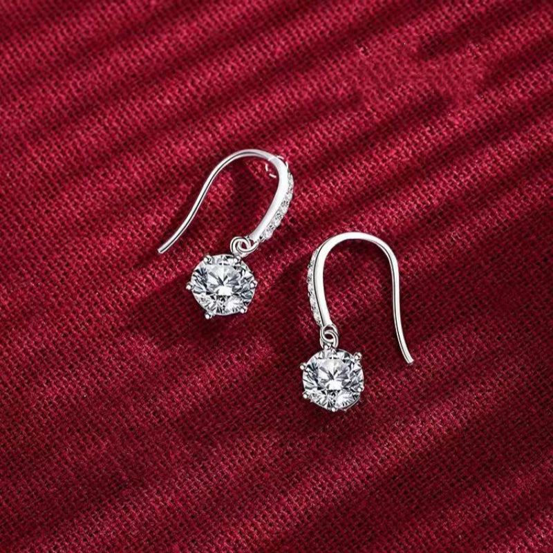Sterling Silver Diamond Ear Hook Earrings