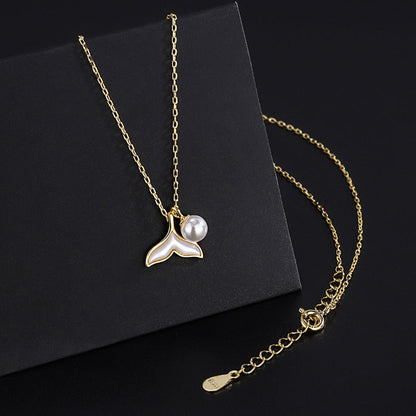 Sterling Silver Diamond Fishtail Pearl Necklaces