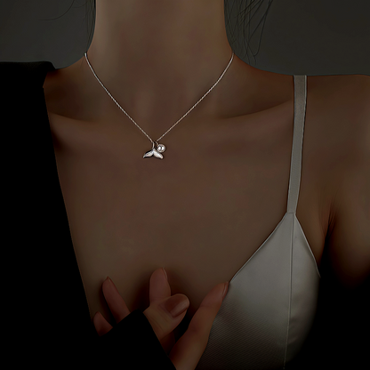 Sterling Silver Diamond Fishtail Pearl Necklaces