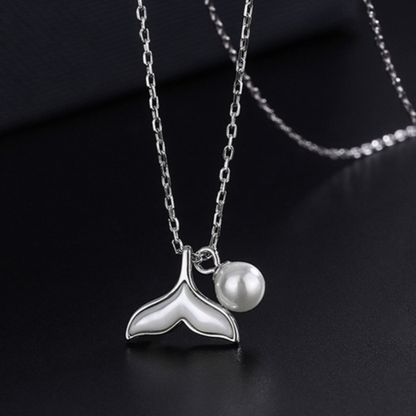 Sterling Silver Diamond Fishtail Pearl Necklaces