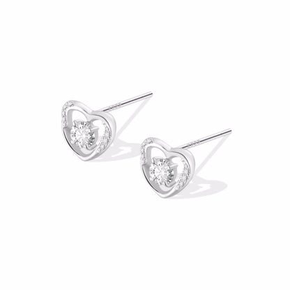 Sterling Silver Diamond Heart Stud Earrings