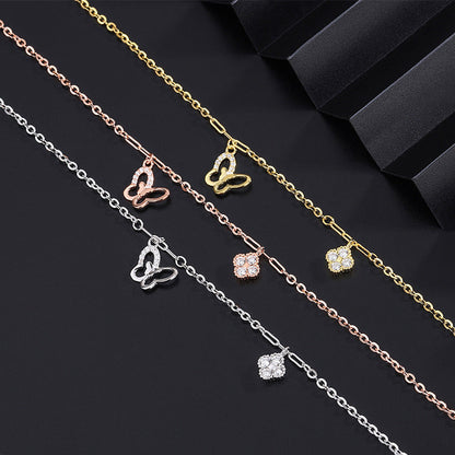 Sterling Silver Diamond Four-Leaf Clover Bracelets