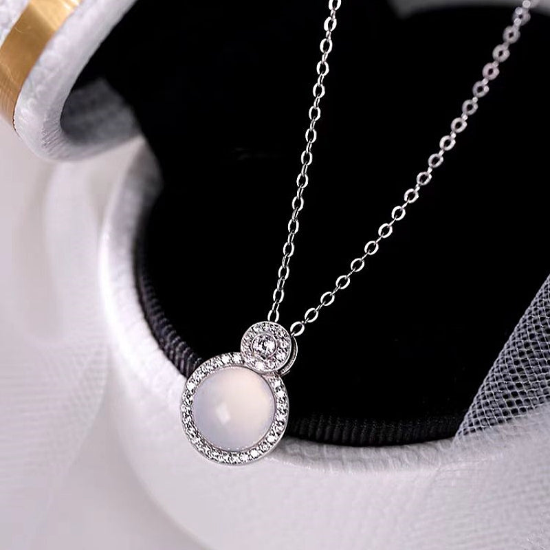 Sterling Silver Diamond Round Gourd Necklaces