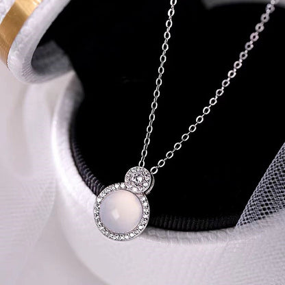 Sterling Silver Diamond Round Gourd Necklaces