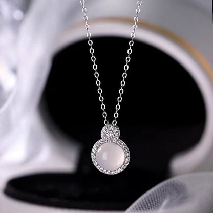 Sterling Silver Diamond Round Gourd Necklaces