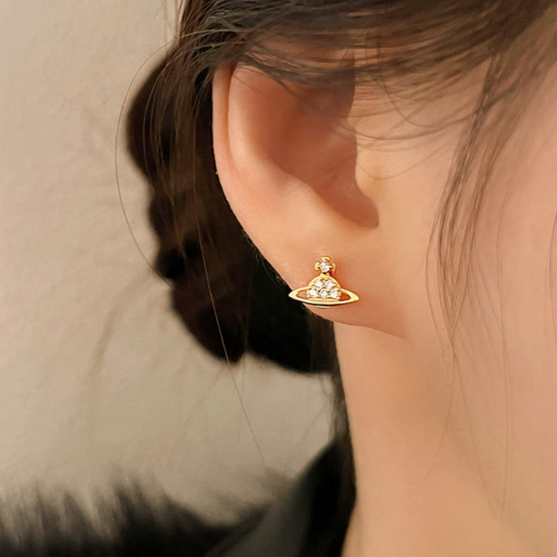 Sterling Silver Diamond Star Stud Earrings