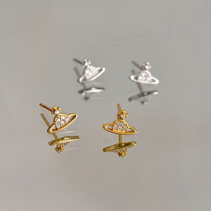 Sterling Silver Diamond Star Stud Earrings