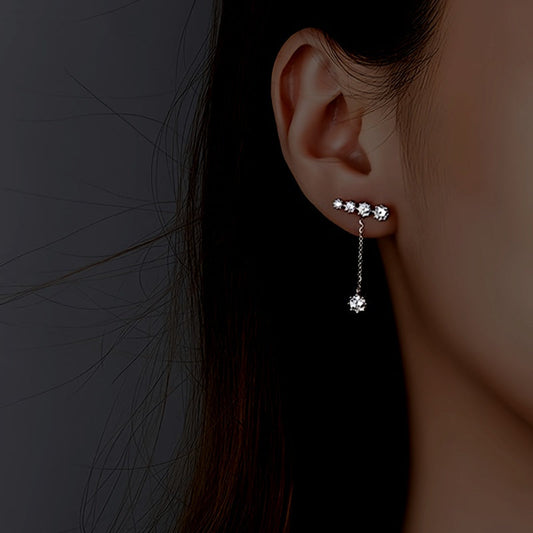 Sterling Silver Diamond Tassel Earrings