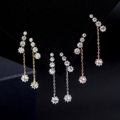 Sterling Silver Diamond Tassel Earrings