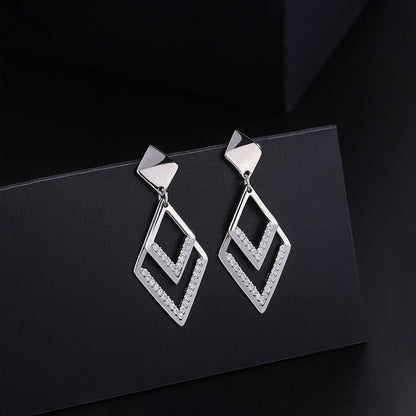 Sterling Silver Diamond Water Drop Earrings