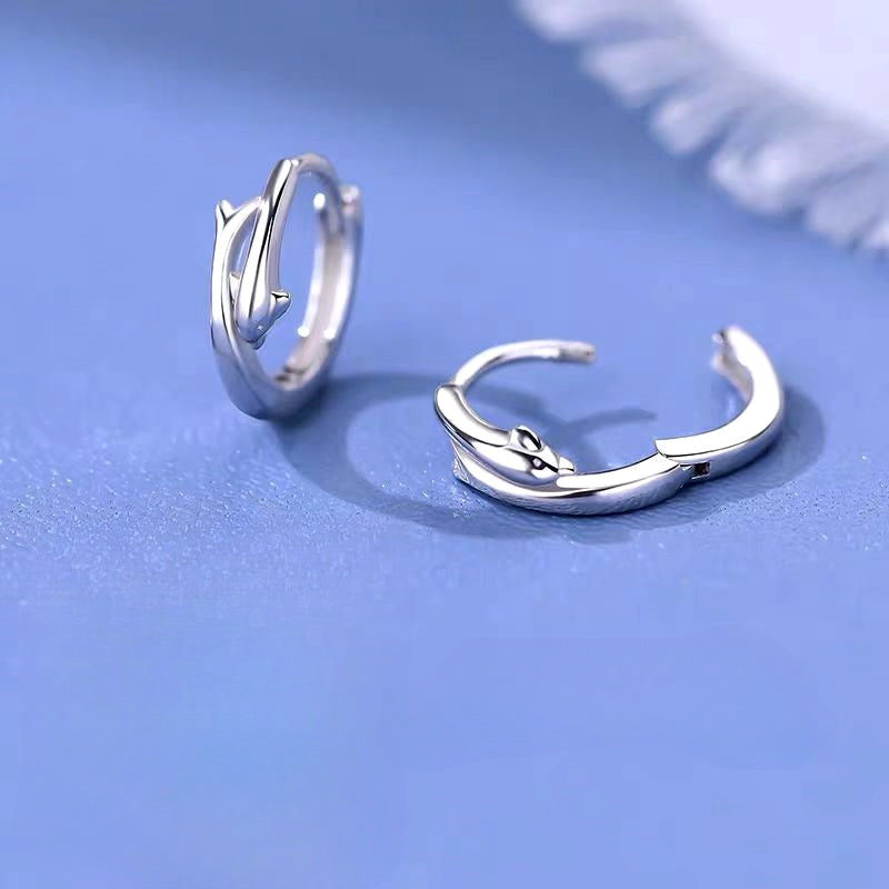 Sterling Silver Dolphin Hoop Earrings