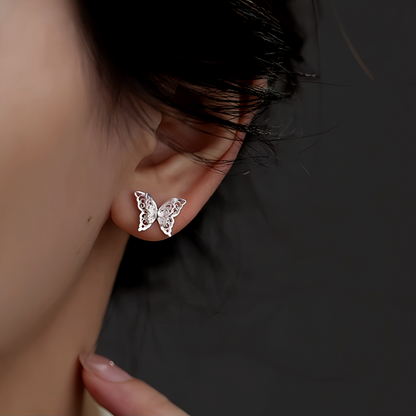 Sterling Silver Double-Layer Butterfly Earrings