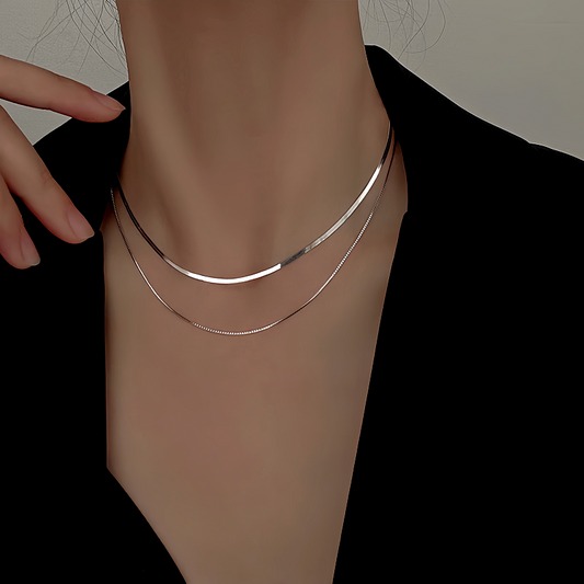 Sterling Silver Double-Layer Chain Necklace