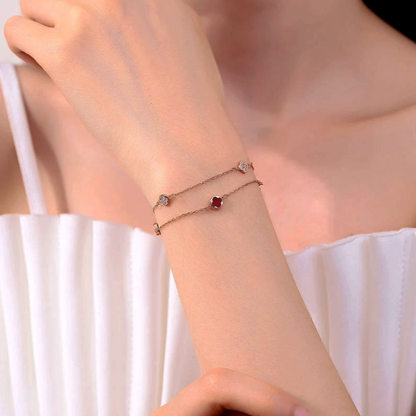 Sterling Silver Double-Layer Four-Leaf Clover Bracelets