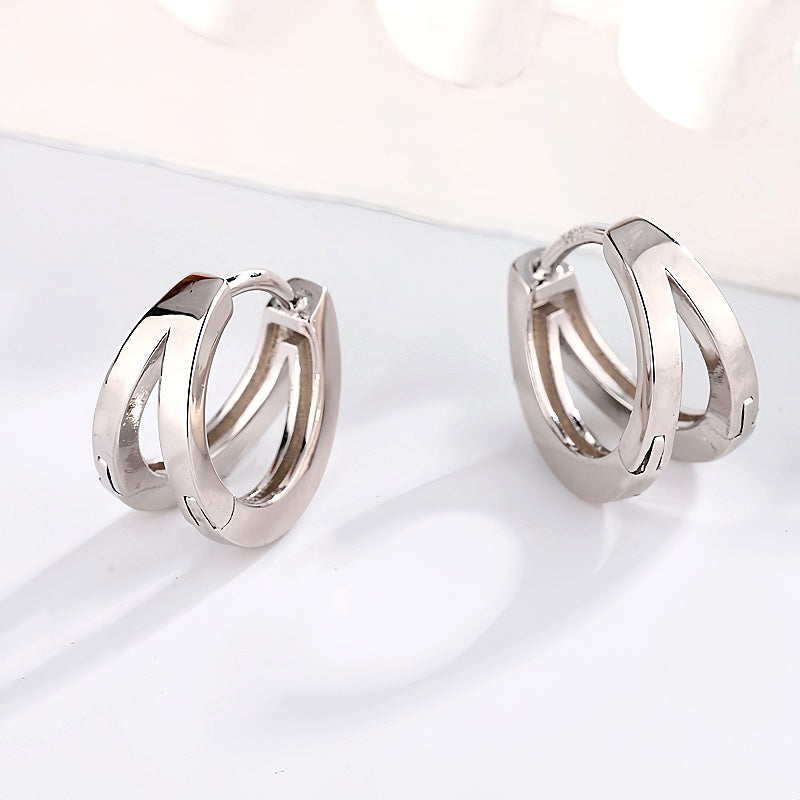 Sterling Silver Double-Layer Hoop Earrings