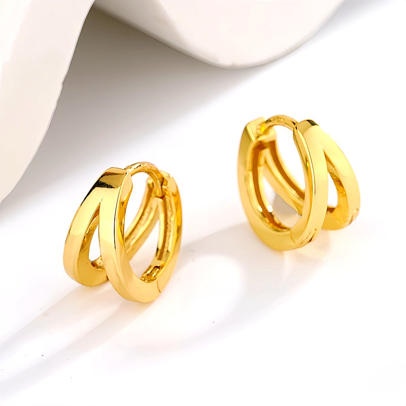 Sterling Silver Double-Layer Hoop Earrings