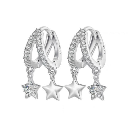 Sterling Silver Double-Layer Star Earrings