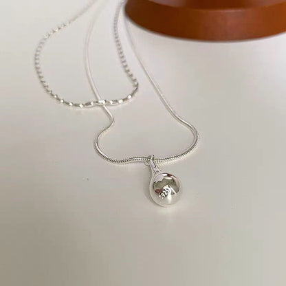 Sterling Silver Double-Layer Water Drop Necklace
