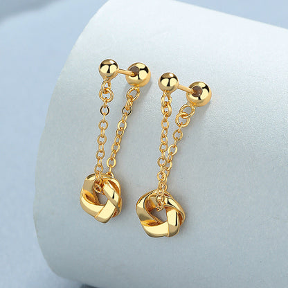 Sterling Silver Double Bead Tassel Earrings