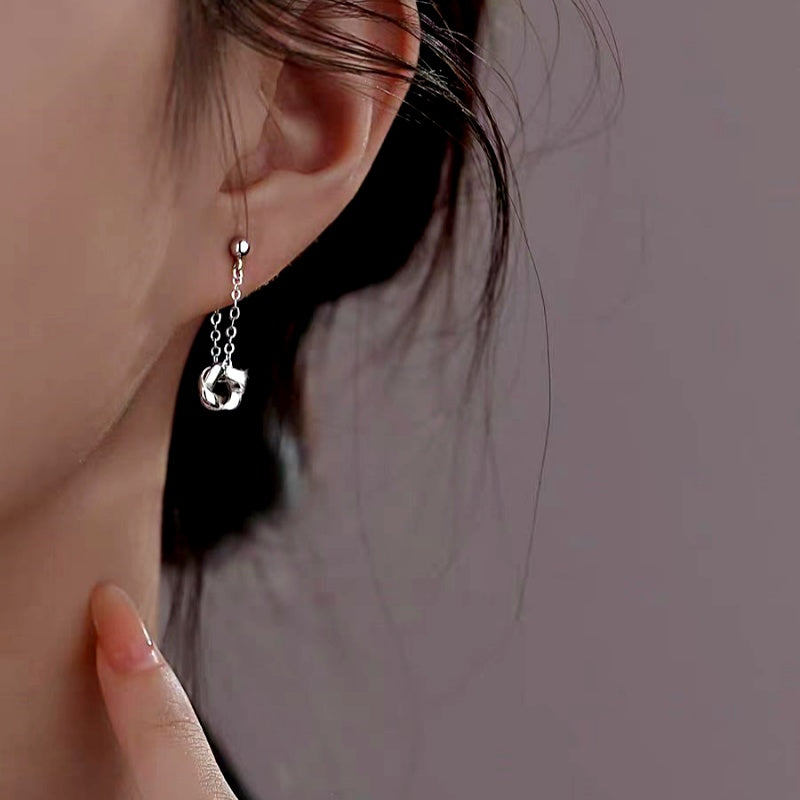 Sterling Silver Double Bead Tassel Earrings