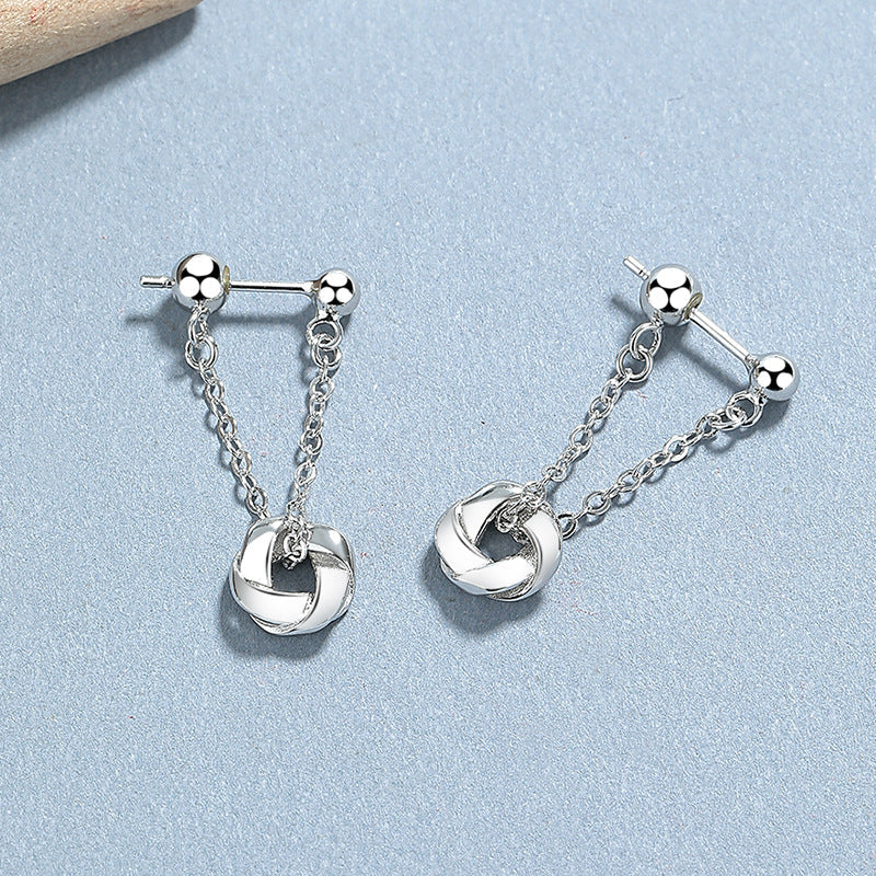 Sterling Silver Double Bead Tassel Earrings