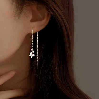 Sterling Silver Double Butterfly Threader Earrings