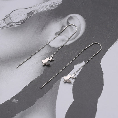 Sterling Silver Double Butterfly Threader Earrings