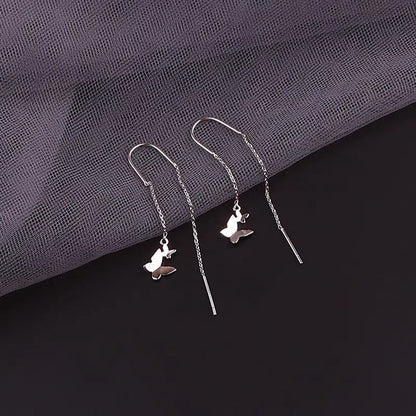 Sterling Silver Double Butterfly Threader Earrings