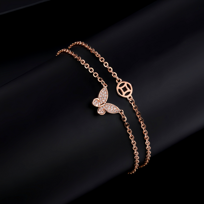 Sterling Silver Double Layer Butterfly Bracelets