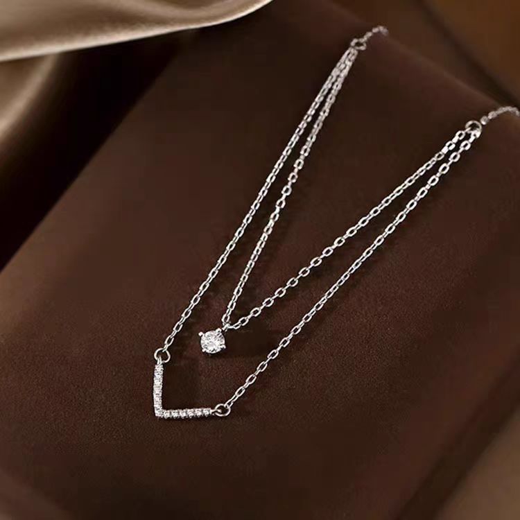Sterling Silver Double V-Shaped Necklaces