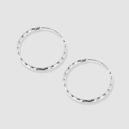 Sterling Silver Edge Face Hoop Earrings
