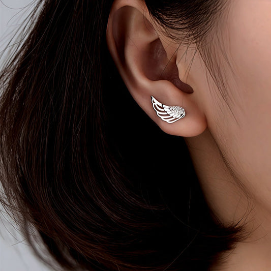 Sterling Silver Elegant Angel Wing Crawler Earrings